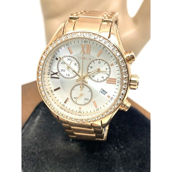 Timex Women's Watch TW2V57900 Quartz Chronograph Silver Dial Rose Gold 38mm - Picture 1 of 15